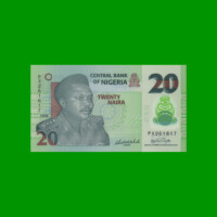 BILLETE DE NIGERIA 20 NAIRA, POLYMERO, PICK 34d AÑO 2008 ESTADO SIN CIRCULAR.-