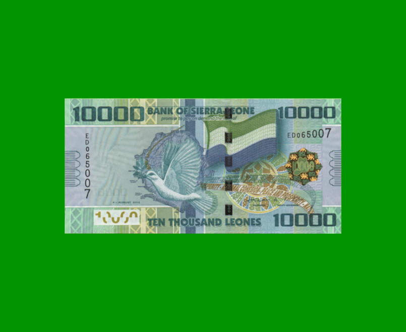 BILLETE DE SIERRA LEONA 10.000 LEONES, PICK 33b, AÑO 2013 ESTADO SIN CIRCULAR.-