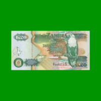 BILLETE DE ZAMBIA 20 KWACHA, PICK 36b, AÑO 1992, ESTADO SIN CIRCULAR.-