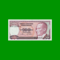 BILLETE DE TURQUIA 100 LIRAS, PICK 194a, AÑO L. 1970 (1984), ESTADO SIN CIRCULAR.-