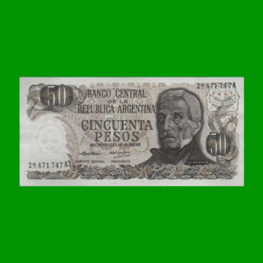 PESOS LEY 18.188 $50,00, BOT 2369, AÑO 1974, ESTADO EXCELENTE.-