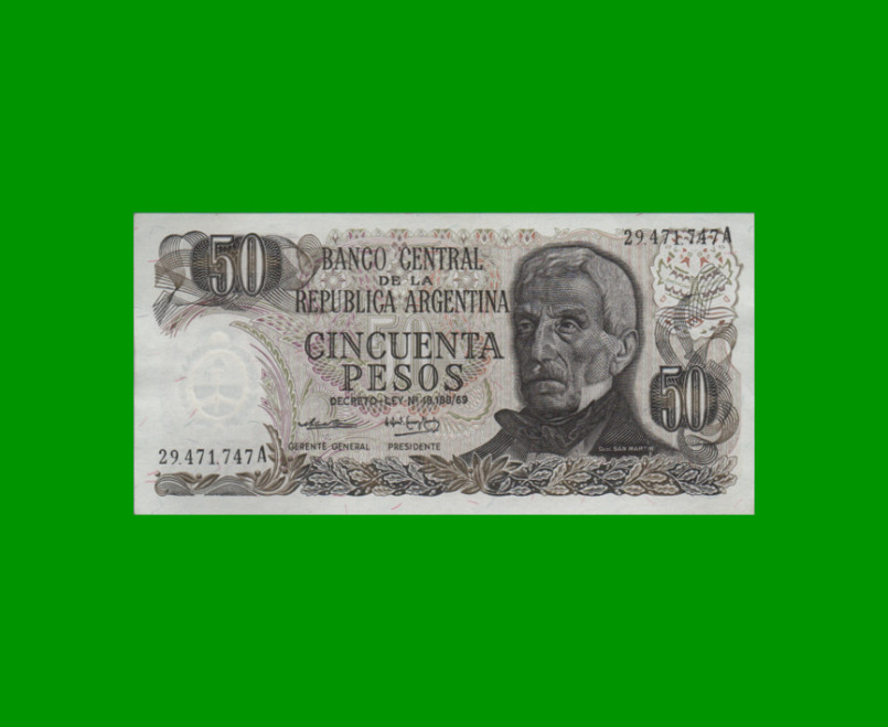 PESOS LEY 18.188 $50,00, BOT 2369, AÑO 1974, ESTADO EXCELENTE.-