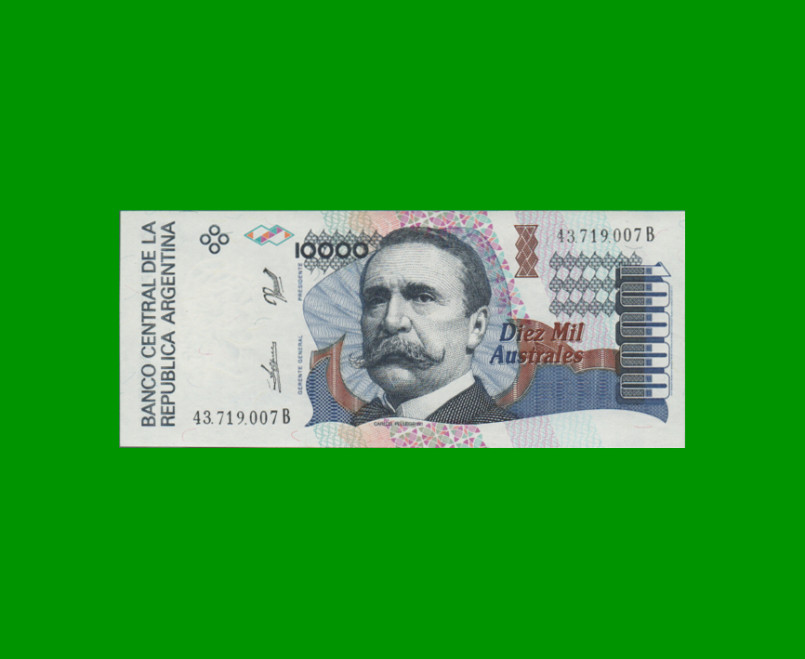 BILLETE DE AUSTRALES, 10.000 AUSTRALES, BOT 2880, AÑO 1990, ESTADO SIN CIRCULAR.-