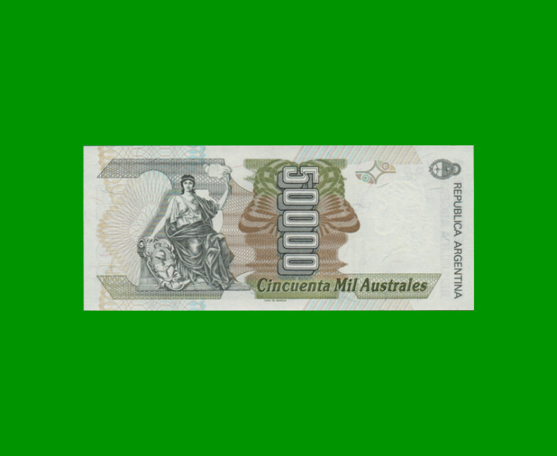 BILLETE DE AUSTRALES, 50.000 AUSTRALES, BOT 2886, AÑO 1989, ESTADO SIN CIRCULAR.- - Imagen 2