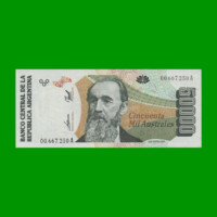 BILLETE DE AUSTRALES, 50.000 AUSTRALES, BOT 2886, AÑO 1989, ESTADO SIN CIRCULAR.-
