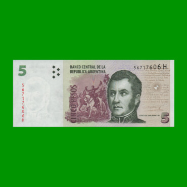 PESOS CONVERTIBLES 2do DISEÑO $5,00, BOT 3332a, AÑO 2013, ESTADO SIN CIRCULAR.-