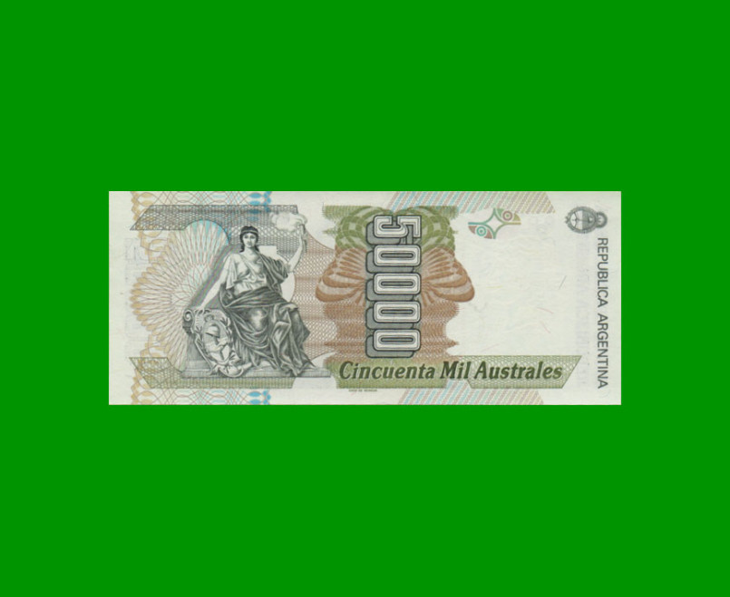 BILLETE DE AUSTRALES, 50.000 AUSTRALES, BOT 2888, AÑO 1990, ESTADO SIN CIRCULAR.- - Imagen 2