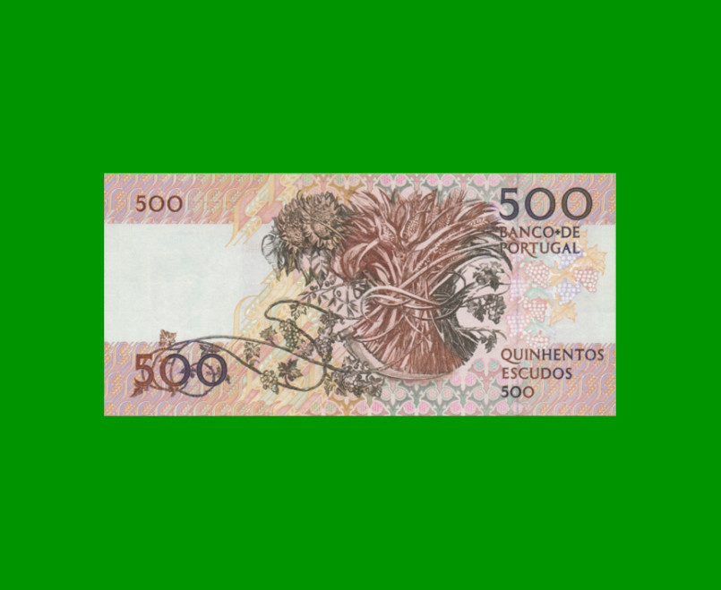 BILLETE DE PORTUGAL 500 ESCUDOS, PICK 180d, AÑO 1992 ESTADO EXCELENTE+.- - Imagen 2