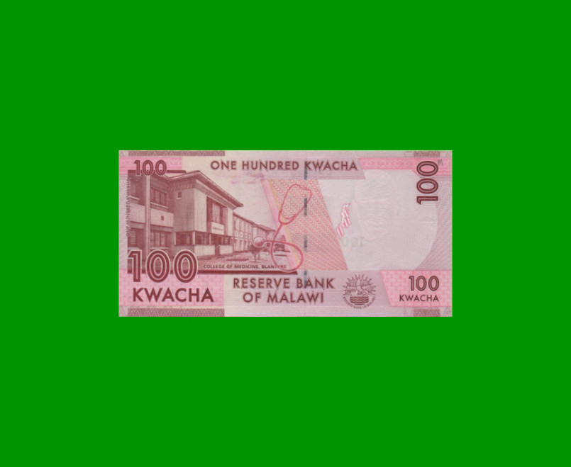 BILLETE DE MALAWI 100 KWACHA, PICK 59a, AÑO 2012 ESTADO SIN CIRCULAR.- - Imagen 2