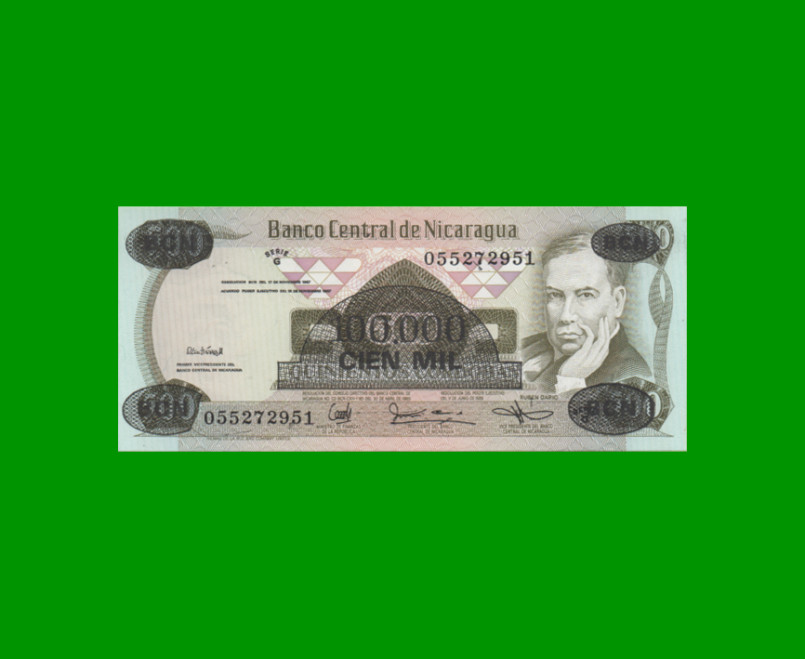 BILLETE DE NICARAGUA 100.000 CORDOBAS, PICK 149, ESTADO SIN CIRCULAR.-