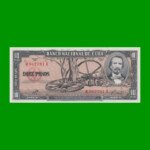 BILLETE DE CUBA $10,00 PICK 88c, AÑO 1960, ESTADO EXCELENTE+.-
