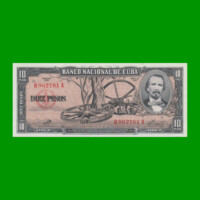 BILLETE DE CUBA $10,00 PICK 88c, AÑO 1960, ESTADO EXCELENTE+.-