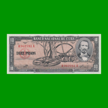 BILLETE DE CUBA $10,00 PICK 88c, AÑO 1960, ESTADO EXCELENTE+.-