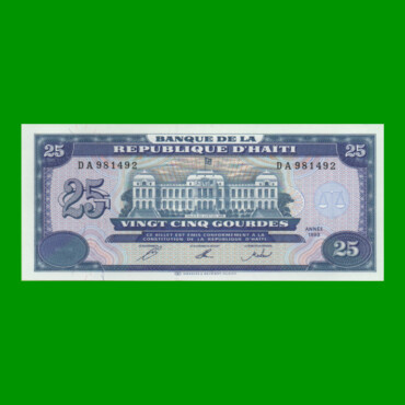 BILLETE DE HAITI 25 GOURDES, PICK 262, AÑO 1993 ESTADO SIN CIRCULAR.-