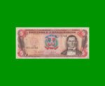 BILLETE DE REPUBLICA DOMINICANA $5,00 ORO PICK 152b, AÑO 1997 ESTADO MUY BUENO- .-