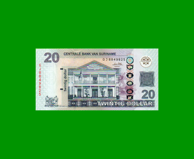 BILLETE DE SURINAM 20 DOLARES PICK 164a AÑO 2010 ESTADO SIN CIRCULAR.-