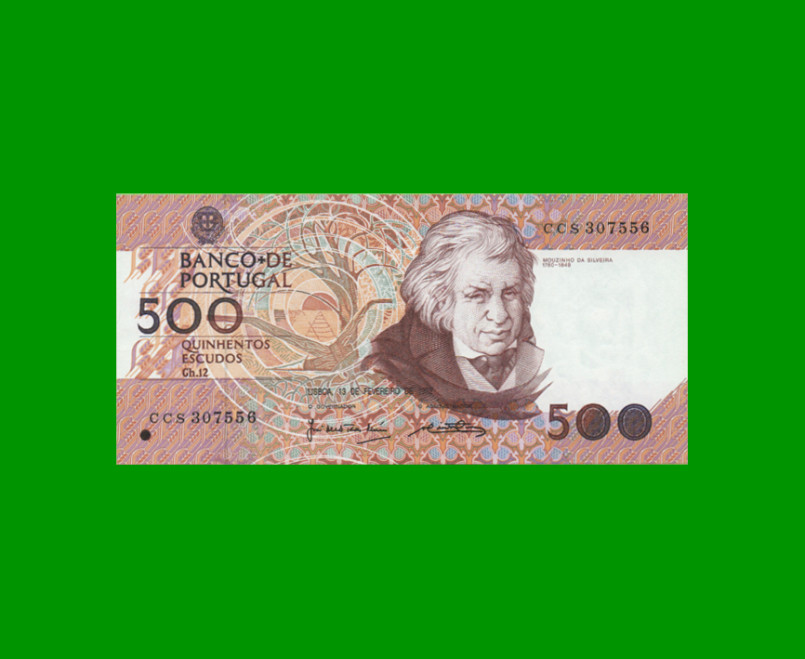 BILLETE DE PORTUGAL 500 ESCUDOS, PICK 180d, AÑO 1992 ESTADO EXCELENTE+.-