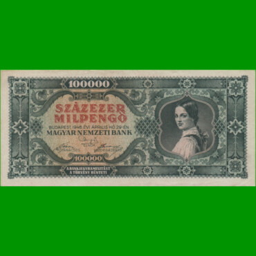 BILLETE DE HUNGRIA 100.000 MILPENGO, PICK 127, AÑO 1946 ESTADO EXCELENTE.-