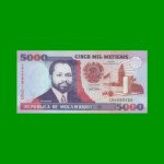 BILLETE DE MOZAMBIQUE 5.000 METICAIS, PICK 136, AÑO 1991 ESTADO SIN CIRCULAR.-