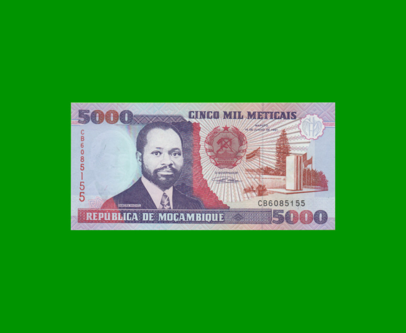 BILLETE DE MOZAMBIQUE 5.000 METICAIS, PICK 136, AÑO 1991 ESTADO SIN CIRCULAR.-