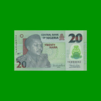 BILLETE DE NIGERIA 20 NAIRA, POLYMERO, PICK 34g AÑO 2011 ESTADO SIN CIRCULAR.-