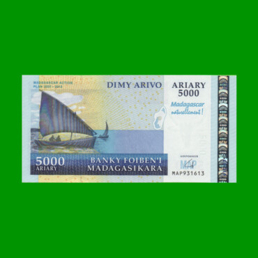 BILLETE DE MADAGASCAR 5.000 ARIARY, PICK 94, AÑO 2012 ESTADO SIN CIRCULAR.-
