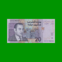 BILLETE DE MARRUECOS 20 DIRHAMS, PICK 68, AÑO 2005, ESTADO SIN CIRCULAR.-