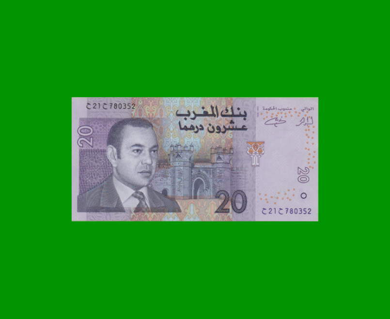 BILLETE DE MARRUECOS 20 DIRHAMS, PICK 68, AÑO 2005, ESTADO SIN CIRCULAR.-