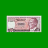 BILLETE DE TURQUIA 100 LIRAS, PICK 194b, AÑO L. 1970 (1984), ESTADO SIN CIRCULAR.-
