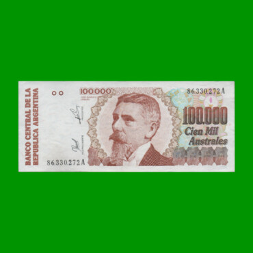 BILLETE DE AUSTRALES, 100.000 AUSTRALES, BOT 2891, AÑO 1990, ESTADO EXCELENTE.-