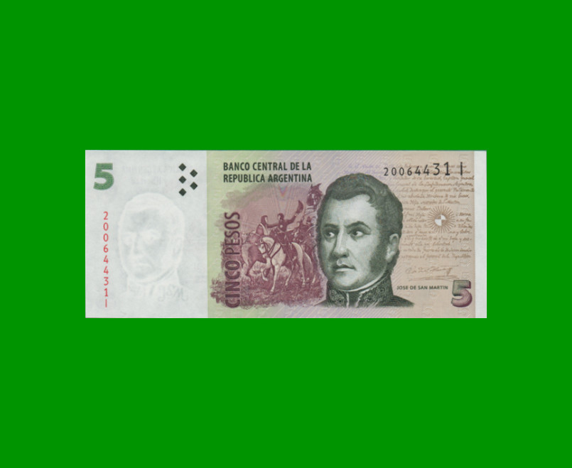 PESOS CONVERTIBLES 2do DISEÑO $5,00, BOT 3333a, AÑO 2013, ESTADO EXCELENTE+.-