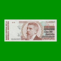 BILLETE DE AUSTRALES, 100.000 AUSTRALES, BOT 2891, AÑO 1990, ESTADO EXCELENTE+.-