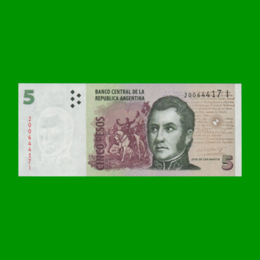 PESOS CONVERTIBLES 2do DISEÑO $5,00, BOT 3333a, AÑO 2013, ESTADO SIN CIRCULAR.-