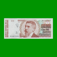 BILLETE DE AUSTRALES, 100.000 AUSTRALES, BOT 2891, AÑO 1990, ESTADO SIN CIRCULAR.-