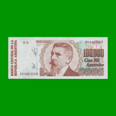 BILLETE DE AUSTRALES, 100.000 AUSTRALES, BOT 2891, AÑO 1990, ESTADO SIN CIRCULAR.-