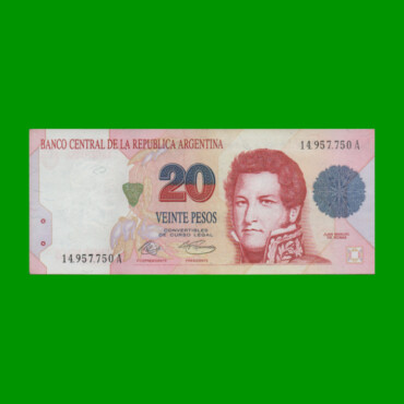 PESOS CONVERTIBLES 1er DISEÑO $20,00, BOT 3051, AÑO 1992, ESTADO EXCELENTE.-