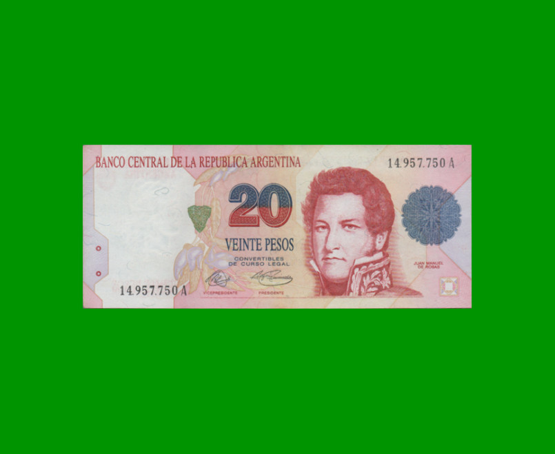 PESOS CONVERTIBLES 1er DISEÑO $20,00, BOT 3051, AÑO 1992, ESTADO EXCELENTE.-