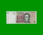 PESOS CONVERTIBLES 2do DISEÑO $5,00, BOT 3335, AÑO 2014, ESTADO SIN CIRCULAR.-
