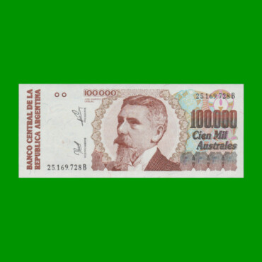 BILLETE DE AUSTRALES, 100.000 AUSTRALES, BOT 2893, AÑO 1991, ESTADO SIN CIRCULAR.-