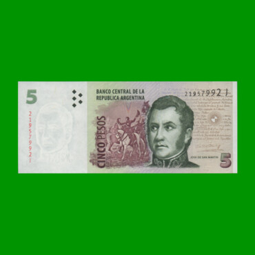 PESOS CONVERTIBLES 2do DISEÑO $5,00, BOT 3336, AÑO 2015, ESTADO EXCELENTE+.-