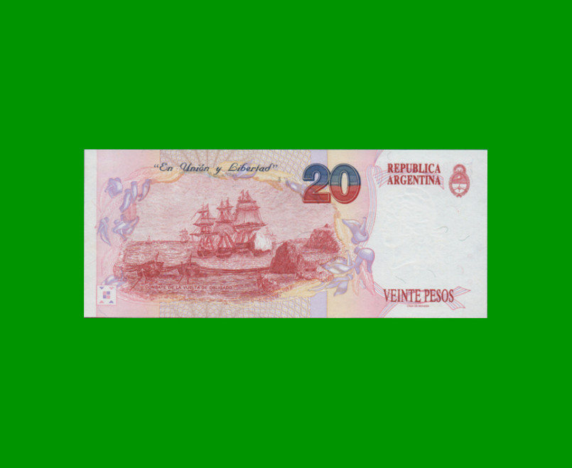 PESOS CONVERTIBLES 1er DISEÑO $20,00, BOT 3058, AÑO 1996, ESTADO SIN CIRCULAR.- - Imagen 2