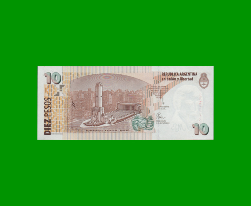 PESOS CONVERTIBLES 2do DISEÑO $10,00, BOT 3401, AÑO 1998, ESTADO SIN CIRCULAR.- - Imagen 2