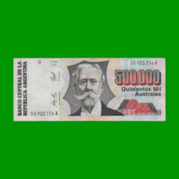 BILLETE DE AUSTRALES, 500.000 AUSTRALES, BOT 2900, AÑO 1991, ESTADO MUY BUENO+ .-