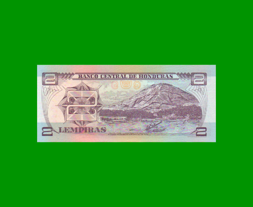 BILLETE DE HONDURAS 2 LEMPIRAS, PICK 80Ab, AÑO 2000, ESTADO SIN CIRCULAR.- - Imagen 2