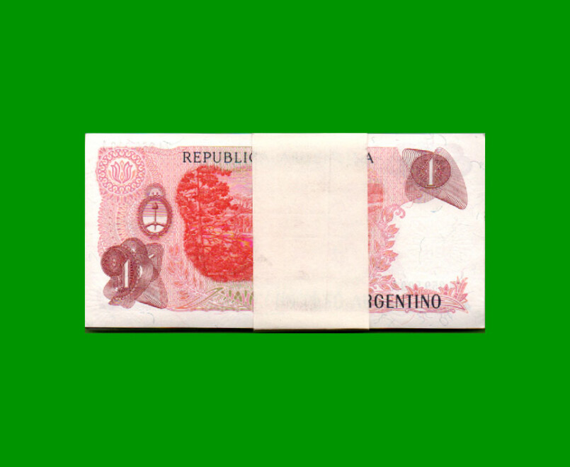 FAJO DE BILLETES PESOS ARGENTINOS $1,00, BOT 2604, PICK 311, AÑO 1984, ESTADO SIN CIRCULAR.- - Imagen 2