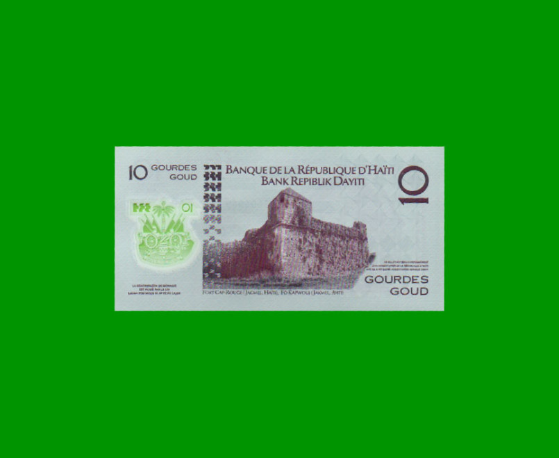 BILLETE DE HAITI 10 GOURDES, CONMEMORATIVO PICK NEW, AÑO 2004 ESTADO SIN CIRCULAR.- - Imagen 2