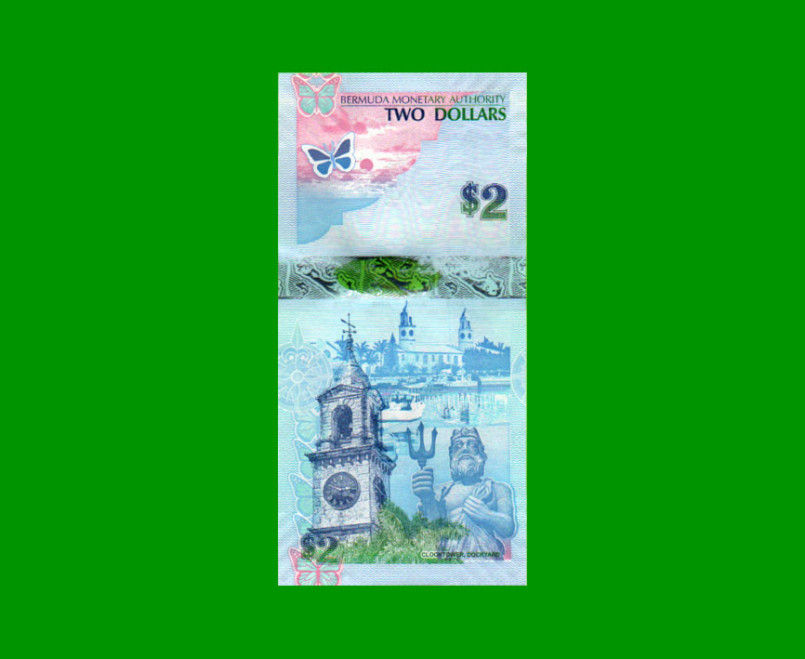 BILLETE DE BERMUDA 2 DOLARES, HIBRIDO, PICK 57, ESTADO SIN CIRCULAR.- - Imagen 2