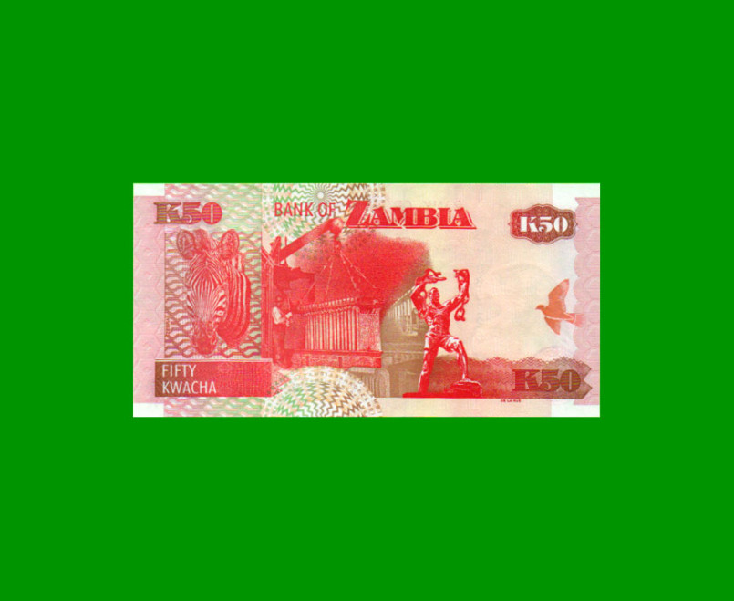 BILLETE DE ZAMBIA 50 KWACHA, PICK 37g, AÑO 2008, ESTADO SIN CIRCULAR.- - Imagen 2