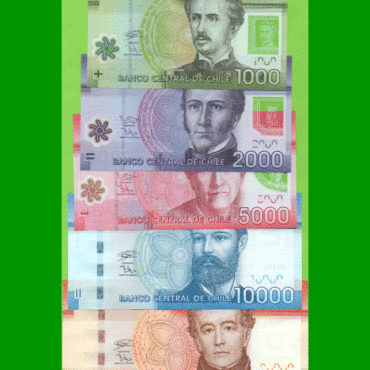 SERIE COMPLETA DE CHILE 5 BILLETES, PICK NEW, AÑOS VARIOS, ESTADO SIN CIRCULAR.-