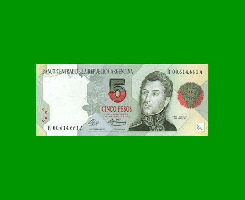 REPOSICION BILLETE CONVERTIBLE PRIMER DISEÑO $ 5,00, BOT 3026, ESTADO SIN CIRCULAR .-